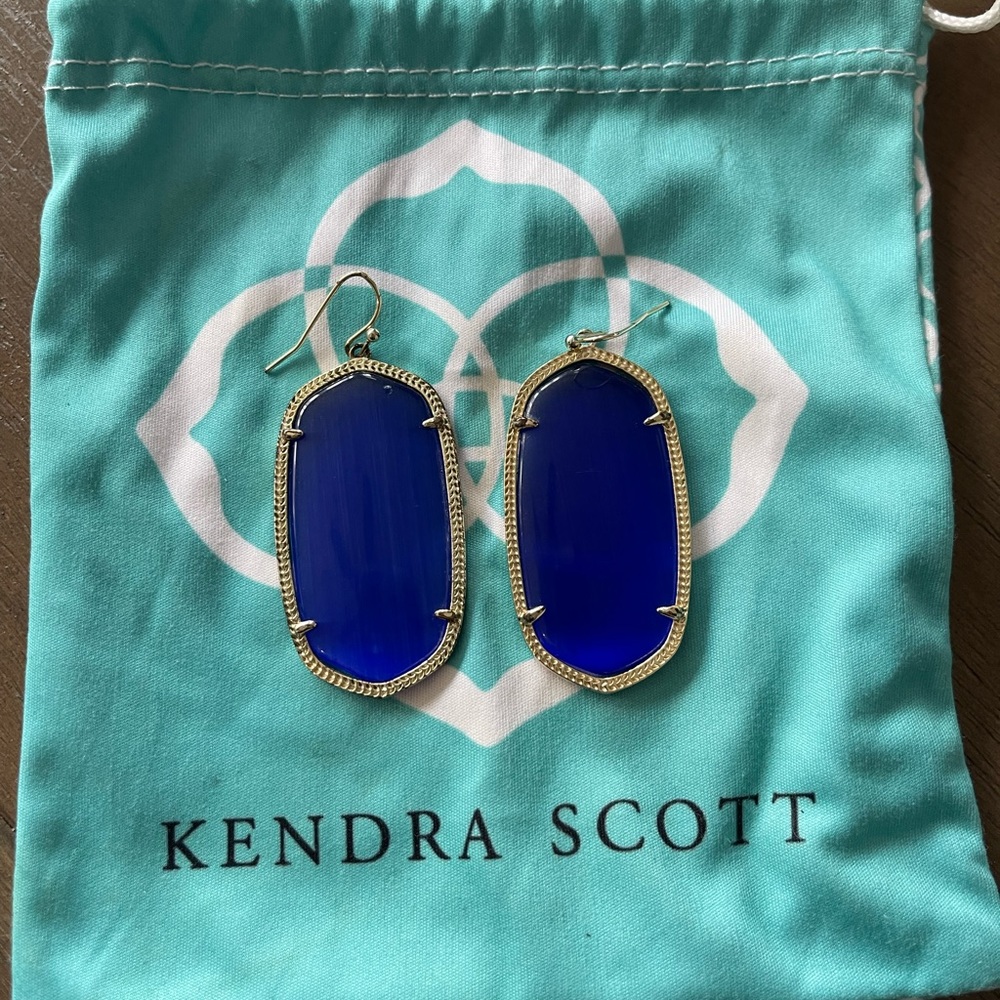 Kendra Scott - Elle Gold Drop Earrings in Cobalt Blue